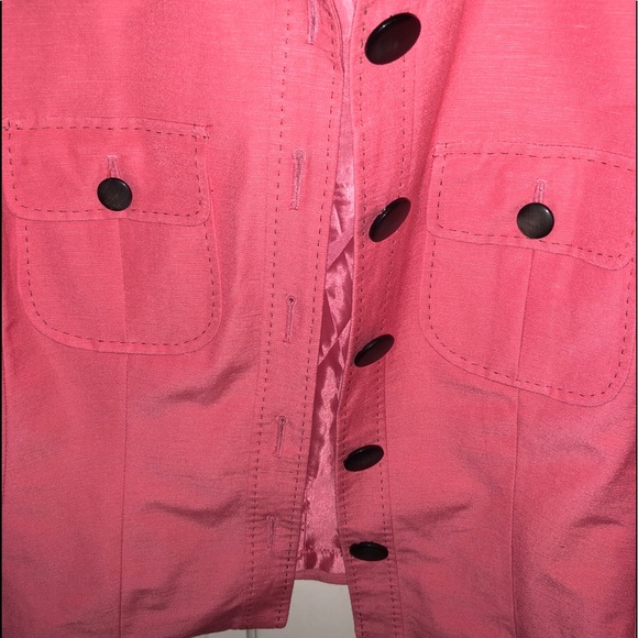 NWT LARRY LEVINE Coral Contrast Stitching Linen Jacket Blazer - Picture 6 of 9